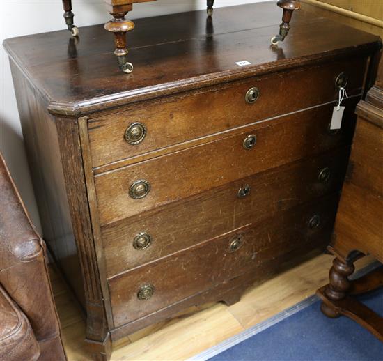 A 19th century Continental oak chest of drawers, W.98cm
